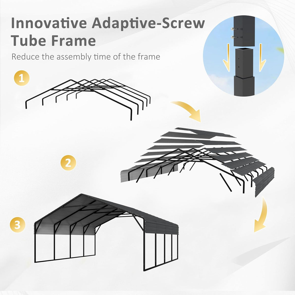20X20 FT Hardtop Carport with Metal Roof, Heavy Duty Metal Carport Canopy, Outdoor Garage Car Shelter Shade, Car, Truck, Boat, Gray