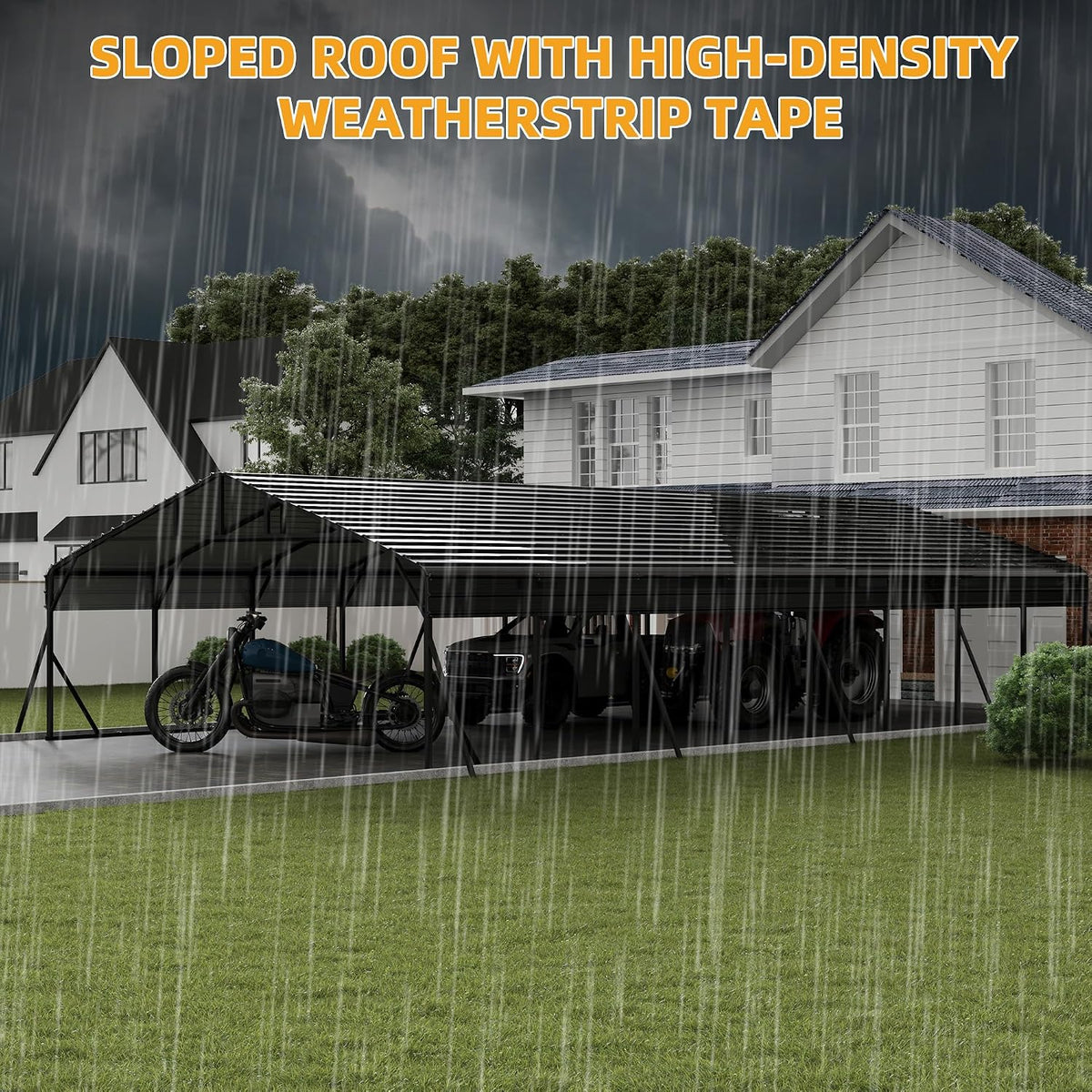 20X40 Ft Metal Carport Kits with Galvanized Steel Roof, Heavy Duty Metal Roof Carport with Enhanced Base, Tallmetal Carports Kits Garage for Tractors, Pickup, Boat, Car