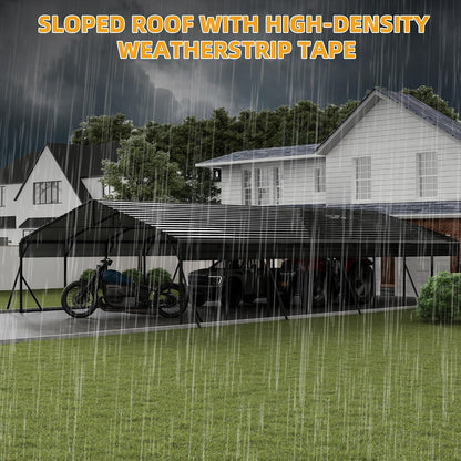 20X40 Ft Metal Carport Kits with Galvanized Steel Roof, Heavy Duty Metal Roof Carport with Enhanced Base, Tallmetal Carports Kits Garage for Tractors, Pickup, Boat, Car