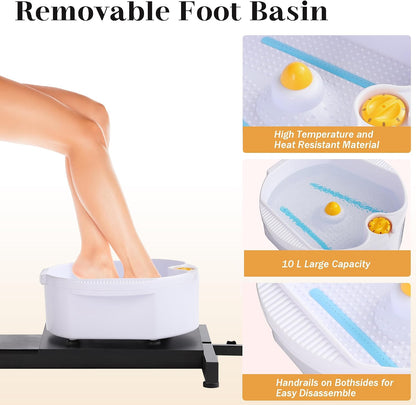Pedicure Station No Plumbing, Hydraulic Pedicure Chair for Nail Tech, Height Adjustable Reclining Pedicure Station Unit, with Massage Foot Bath