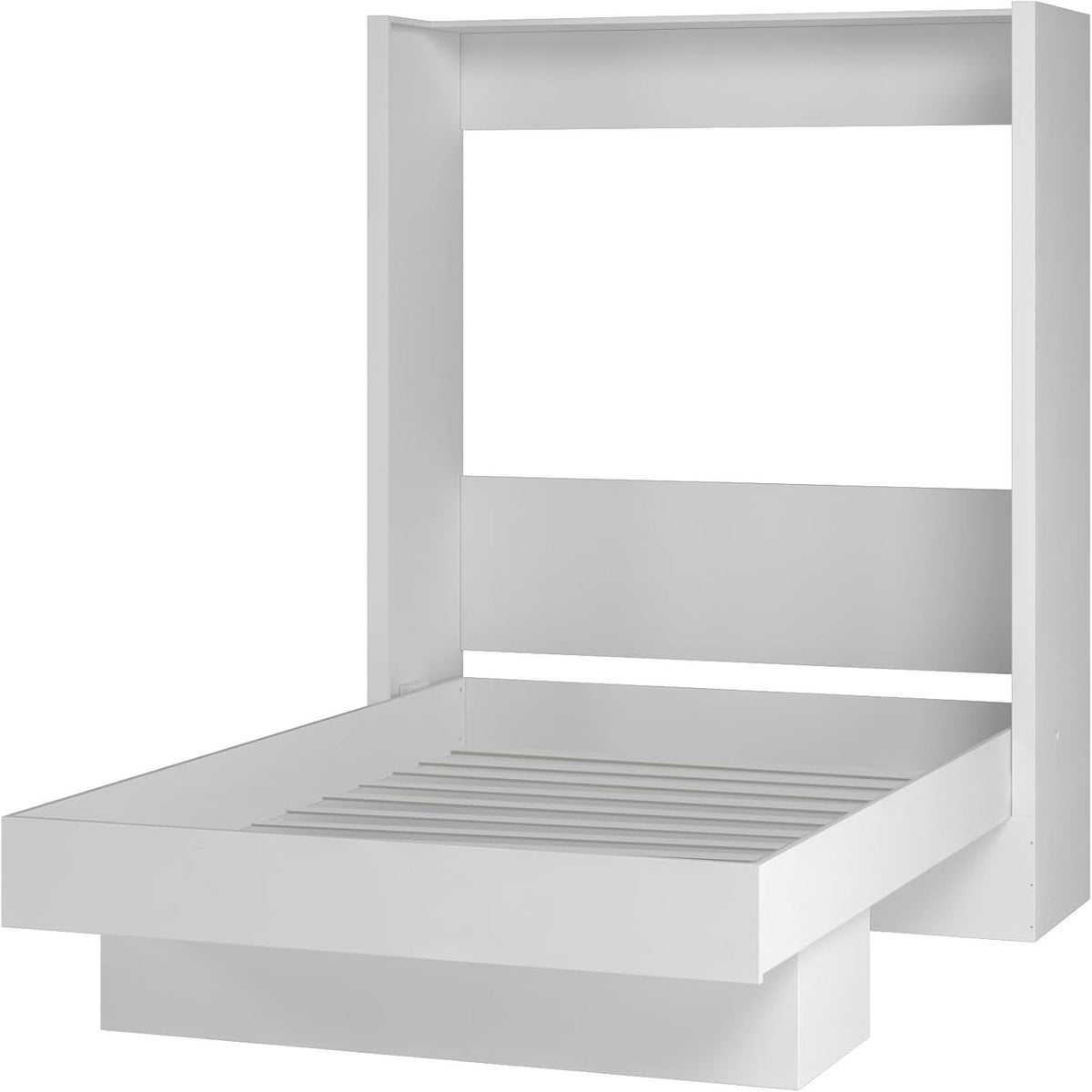 Easy-Lift Full Murphy Wall Bed in White with Shelf
