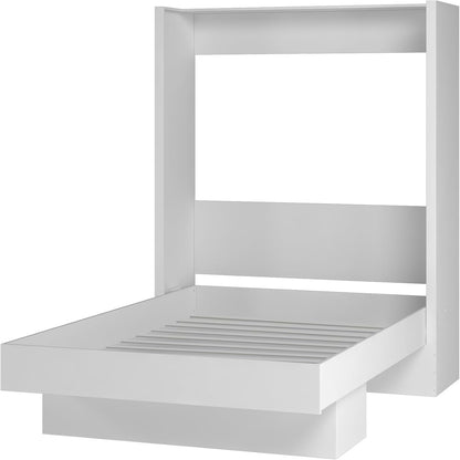 Easy-Lift Full Murphy Wall Bed in White with Shelf