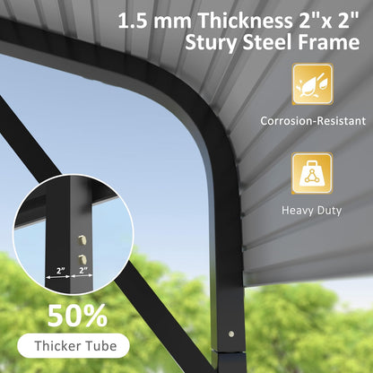 20X20 FT Hardtop Carport with Metal Roof, Heavy Duty Metal Carport Canopy, Outdoor Garage Car Shelter Shade, Car, Truck, Boat, Gray