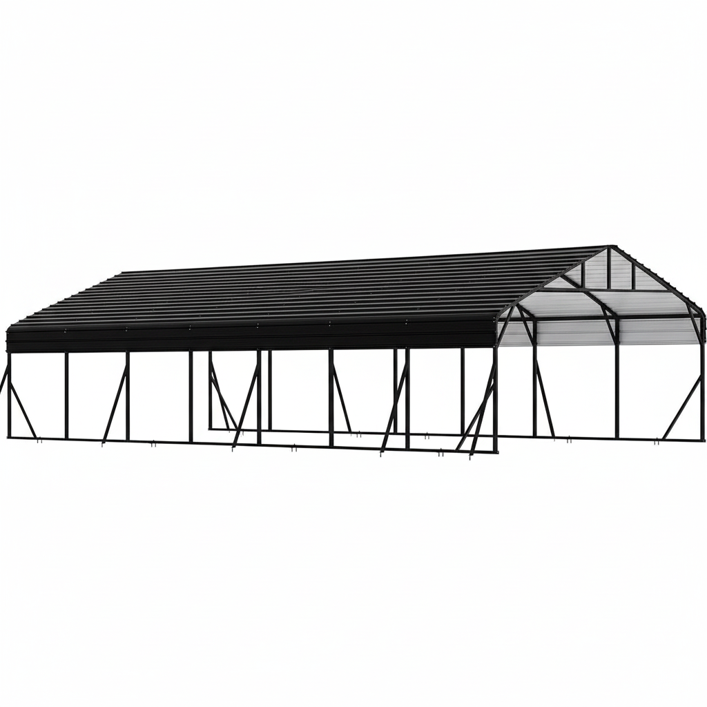 20X40 Ft Metal Carport Kits with Galvanized Steel Roof, Heavy Duty Metal Roof Carport with Enhanced Base, Tallmetal Carports Kits Garage for Tractors, Pickup, Boat, Car