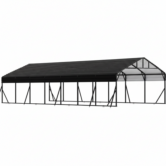 20X40 Ft Metal Carport Kits with Galvanized Steel Roof, Heavy Duty Metal Roof Carport with Enhanced Base, Tallmetal Carports Kits Garage for Tractors, Pickup, Boat, Car
