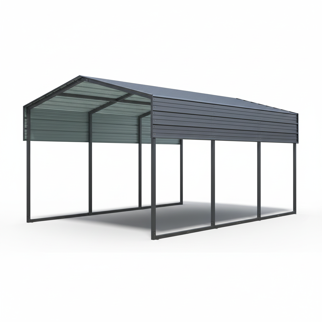 10X15' Metal Carport,Heavy Duty Canopy Galvanized Steel Outdoor Garage for Snow,Cars,Boat and Tractors,Multi-Use Shelter，Charcoal
