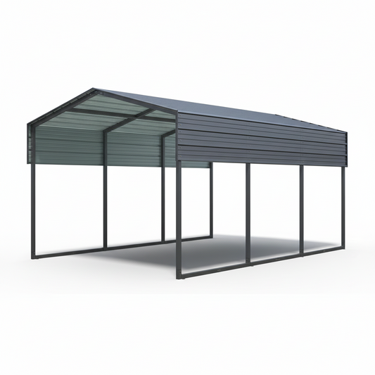10X15' Metal Carport,Heavy Duty Canopy Galvanized Steel Outdoor Garage for Snow,Cars,Boat and Tractors,Multi-Use Shelter，Charcoal