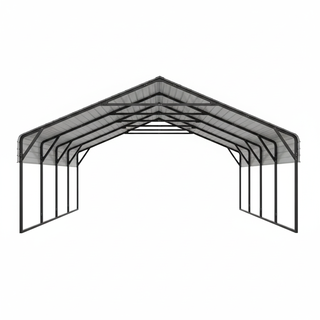 20X20 FT Hardtop Carport with Metal Roof, Heavy Duty Metal Carport Canopy, Outdoor Garage Car Shelter Shade, Car, Truck, Boat, Gray