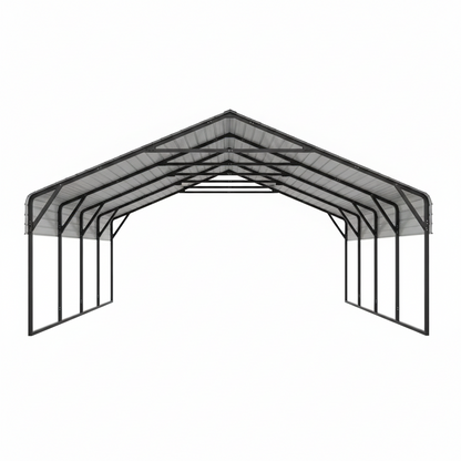 20X20 FT Hardtop Carport with Metal Roof, Heavy Duty Metal Carport Canopy, Outdoor Garage Car Shelter Shade, Car, Truck, Boat, Gray